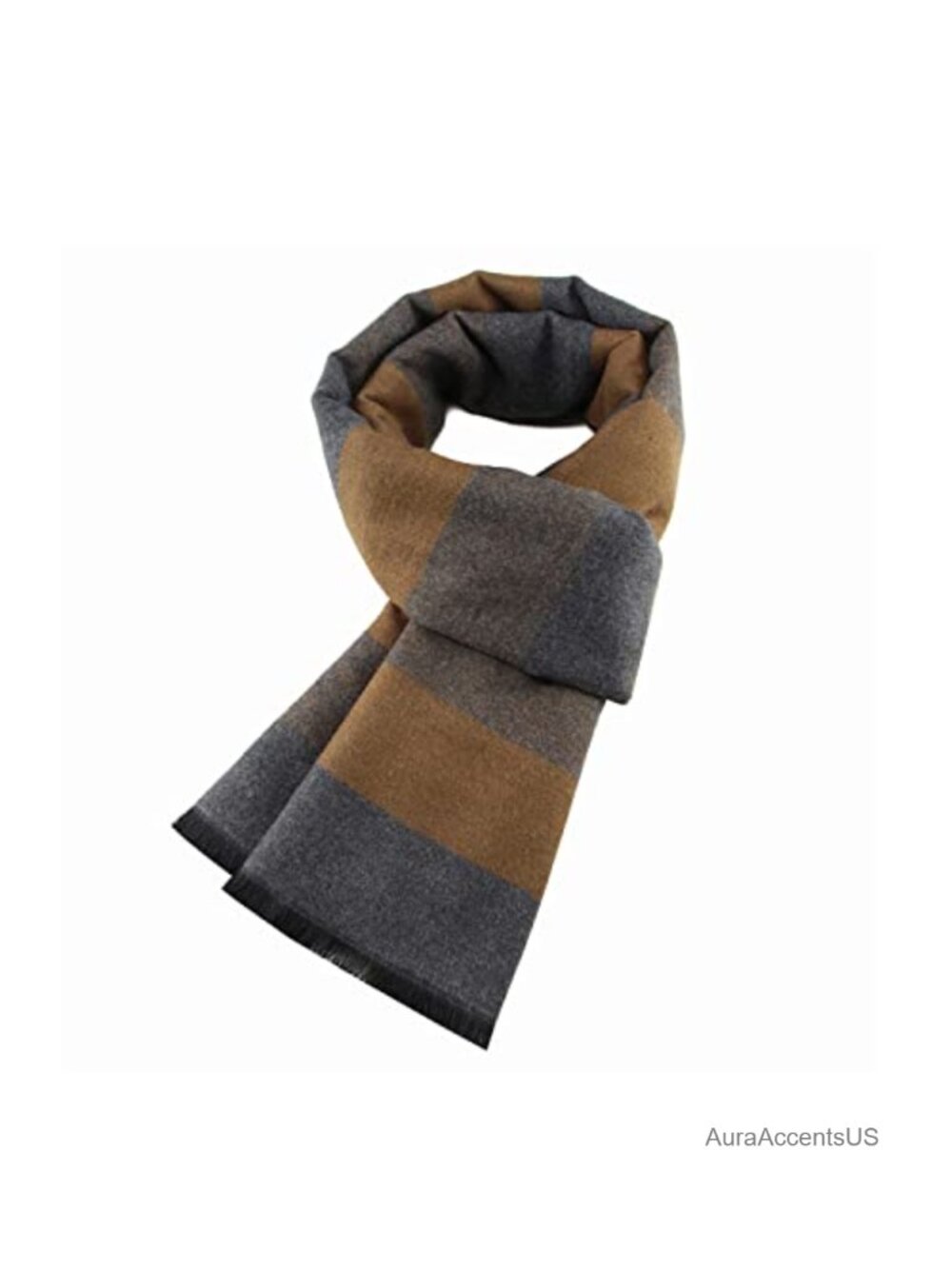 Mens Warm Winter Plaid Scarf Acrylic Wool-Like Soft Lightweight